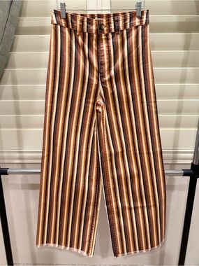 Billabong Striped Wide-Leg Chinos in Brown and Cream
